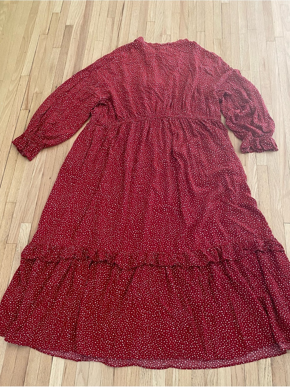 Ava and Viv red micro dot long sleeve tiered prairie modest tradwife maxi 3X - Picture 8 of 8